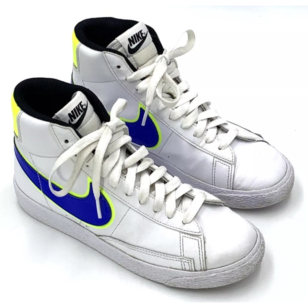 Nike Blazer Mid GS Racer High Top Shoes DB4677 Blue Volt White Size 4.5Y - Picture 4 of 10